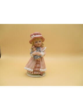 Vintage Homco Little Victorian Girl Holding‎ Doll #1419 Porcelain Figurine 6"